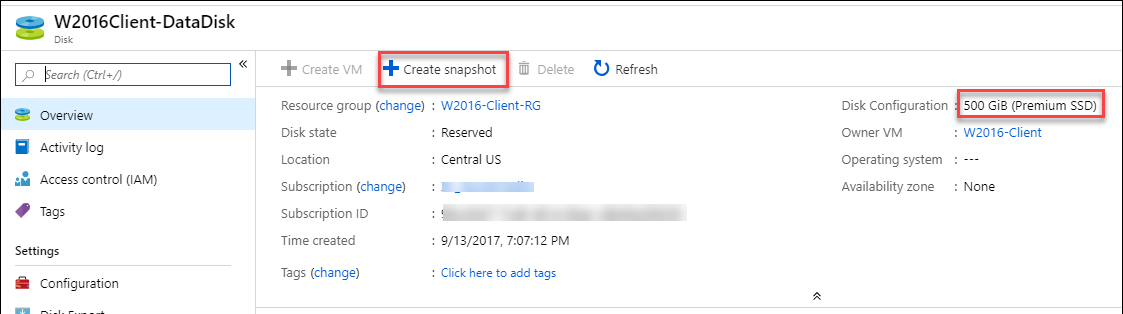 azure take snapshot of vm